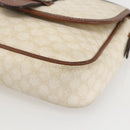 CELINE Macadam Canvas Shoulder Bag PVC Leather White Silver Auth 159259-10