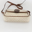 CELINE Macadam Canvas Shoulder Bag PVC Leather White Silver Auth 159259-9