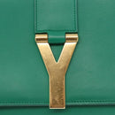 SAINT LAURENT Y Line Clutch Bag Leather Green Gold 311213 Auth 159262V-8