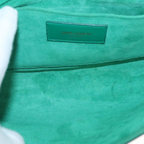 SAINT LAURENT Y Line Clutch Bag Leather Green Gold 311213 Auth 159262V