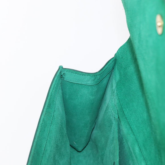 SAINT LAURENT Y Line Clutch Bag Leather Green Gold 311213 Auth 159262V