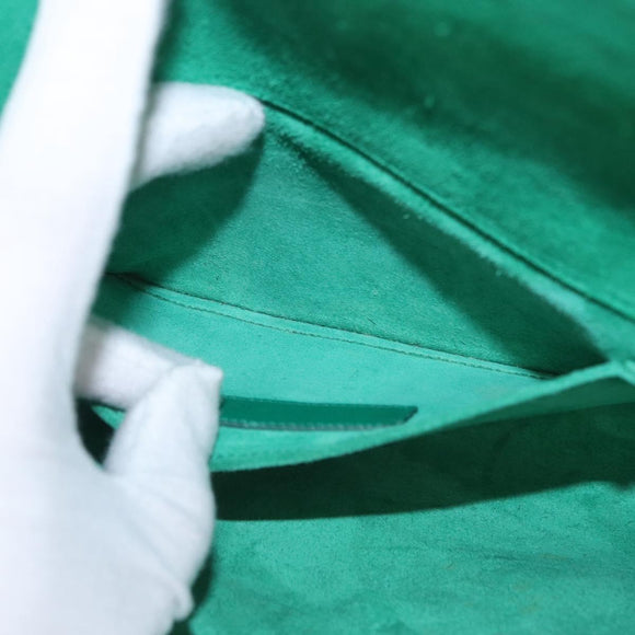 SAINT LAURENT Y Line Clutch Bag Leather Green Gold 311213 Auth 159262V