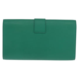 SAINT LAURENT Y Line Clutch Bag Leather Green Gold 311213 Auth 159262V - 0