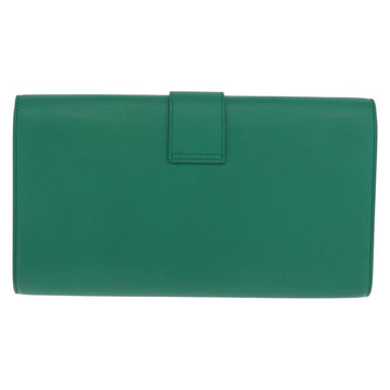 SAINT LAURENT Y Line Clutch Bag Leather Green Gold 311213 Auth 159262V - 0