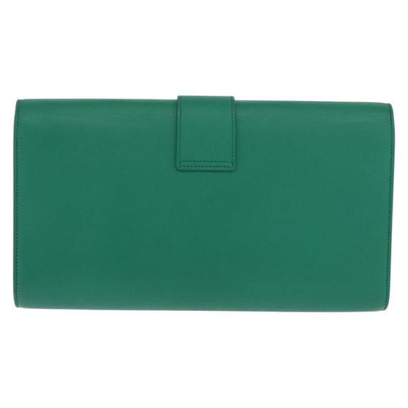 SAINT LAURENT Y Line Clutch Bag Leather Green Gold 311213 Auth 159262V