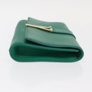 SAINT LAURENT Y Line Clutch Bag Leather Green Gold 311213 Auth 159262V-3