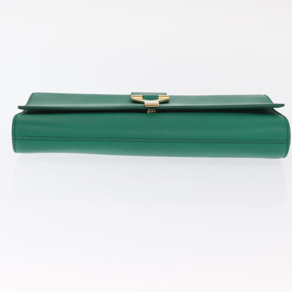 SAINT LAURENT Y Line Clutch Bag Leather Green Gold 311213 Auth 159262V