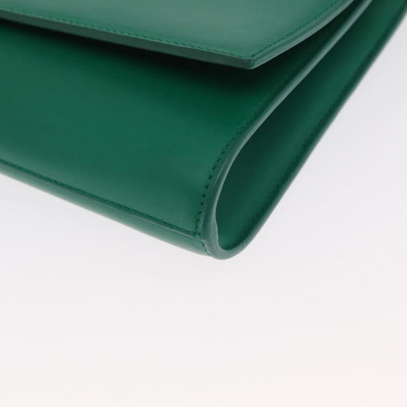 SAINT LAURENT Y Line Clutch Bag Leather Green Gold 311213 Auth 159262V