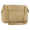 CHANEL Matelasse Chain Shoulder Bag Leather Beige Gold CC Auth 159264-1