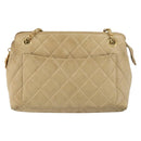 CHANEL Matelasse Chain Shoulder Bag Leather Beige Gold CC Auth 159264-2