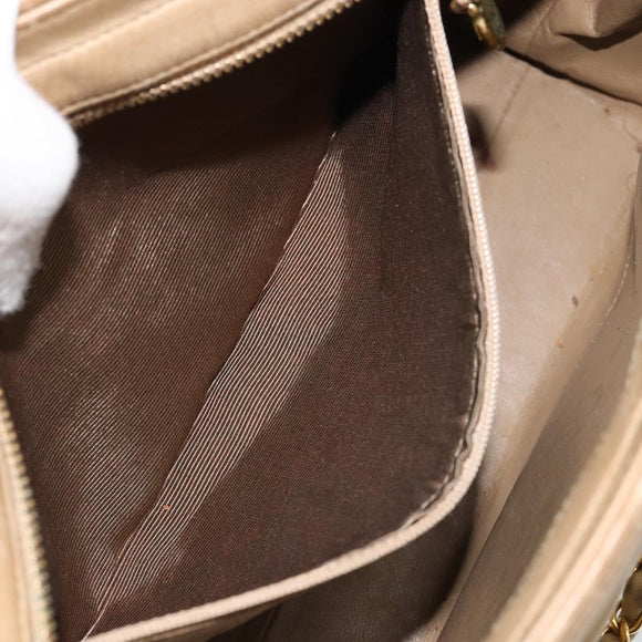 CHANEL Matelasse Chain Shoulder Bag Leather Beige Gold CC Auth 159264