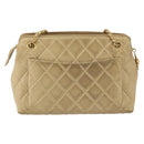 CHANEL Matelasse Chain Shoulder Bag Leather Beige Gold CC Auth 159264-3