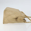 CHANEL Matelasse Chain Shoulder Bag Leather Beige Gold CC Auth 159264-4