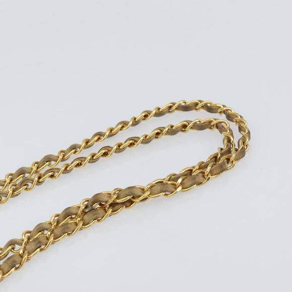 CHANEL Matelasse Chain Shoulder Bag Leather Beige Gold CC Auth 159264