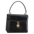 GUCCI Hand Bag Leather Black Gold Auth 159265-1
