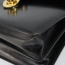 GUCCI Hand Bag Leather Black Gold Auth 159265-10