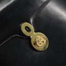 GUCCI Hand Bag Leather Black Gold Auth 159265-14