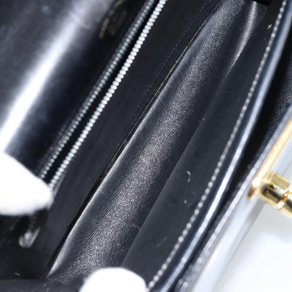 GUCCI Hand Bag Leather Black Gold Auth 159265