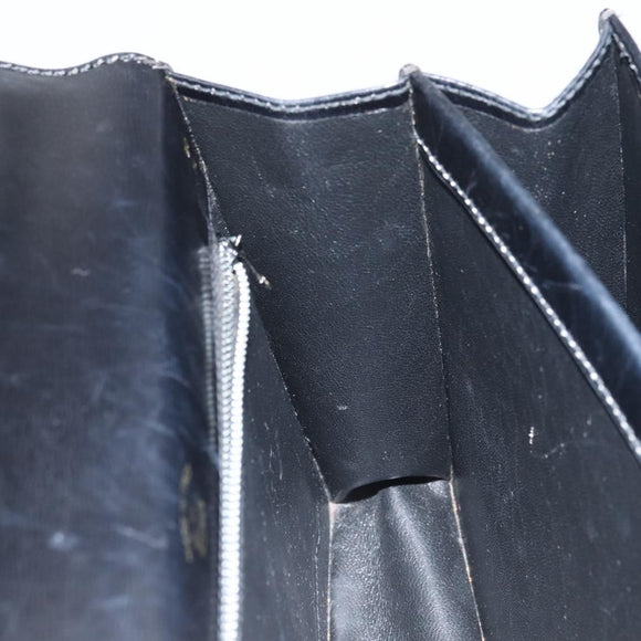 GUCCI Hand Bag Leather Black Gold Auth 159265