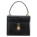 GUCCI Hand Bag Leather Black Gold Auth 159265-2