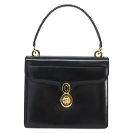 GUCCI Hand Bag Leather Black Gold Auth 159265 - 0