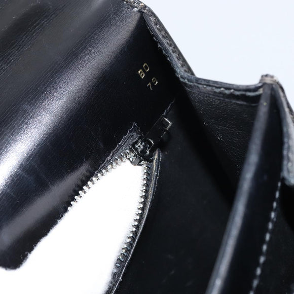 GUCCI Hand Bag Leather Black Gold Auth 159265