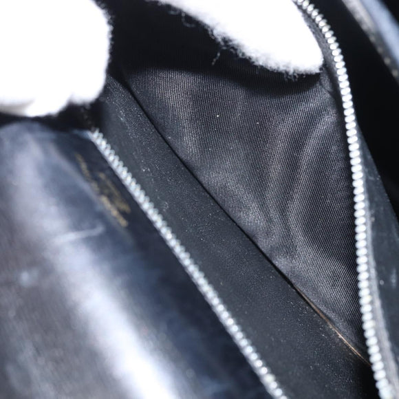 GUCCI Hand Bag Leather Black Gold Auth 159265