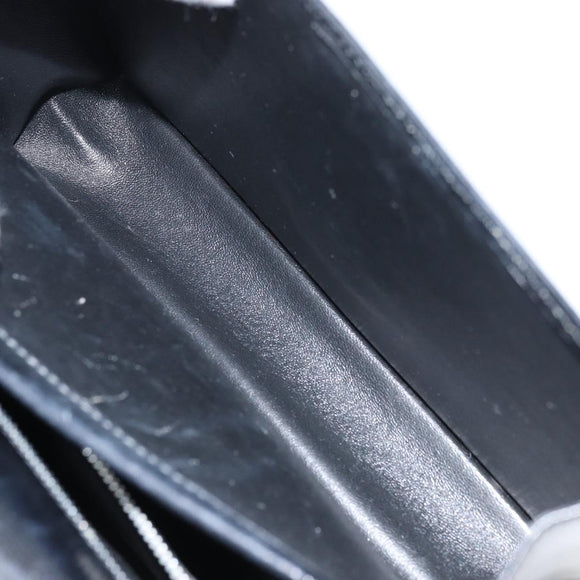 GUCCI Hand Bag Leather Black Gold Auth 159265