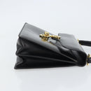 GUCCI Hand Bag Leather Black Gold Auth 159265-4
