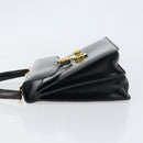 GUCCI Hand Bag Leather Black Gold Auth 159265-5