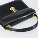 GUCCI Hand Bag Leather Black Gold Auth 159265-6