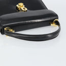 GUCCI Hand Bag Leather Black Gold Auth 159265-7