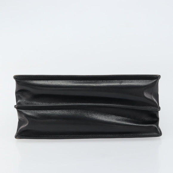 GUCCI Hand Bag Leather Black Gold Auth 159265