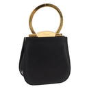 Salvatore Ferragamo Gancini Hand Bag Leather Black Gold Auth 159266V-1