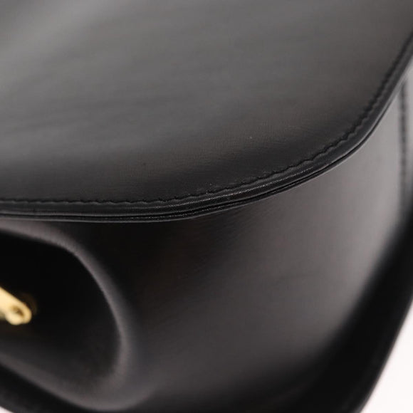 Salvatore Ferragamo Gancini Hand Bag Leather Black Gold Auth 159266V