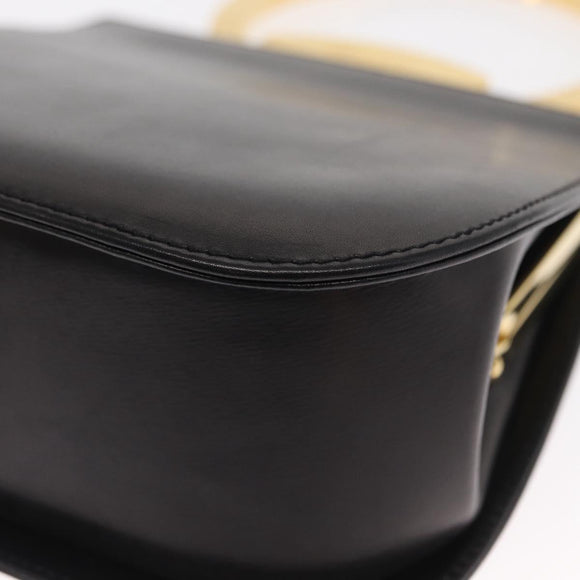 Salvatore Ferragamo Gancini Hand Bag Leather Black Gold Auth 159266V