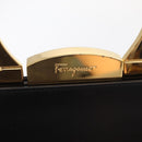 Salvatore Ferragamo Gancini Hand Bag Leather Black Gold Auth 159266V-16