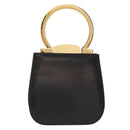 Salvatore Ferragamo Gancini Hand Bag Leather Black Gold Auth 159266V-3
