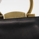 Salvatore Ferragamo Gancini Hand Bag Leather Black Gold Auth 159266V-4