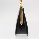 Salvatore Ferragamo Gancini Hand Bag Leather Black Gold Auth 159266V-6