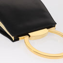 Salvatore Ferragamo Gancini Hand Bag Leather Black Gold Auth 159266V-8