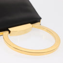 Salvatore Ferragamo Gancini Hand Bag Leather Black Gold Auth 159266V-9