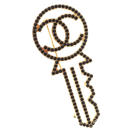 CHANEL Brooch metal Gold Tone CC Auth 159267V