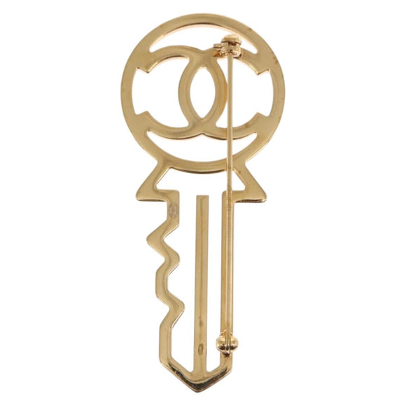 CHANEL Brooch metal Gold Tone CC Auth 159267V