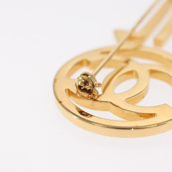 CHANEL Brooch metal Gold Tone CC Auth 159267V