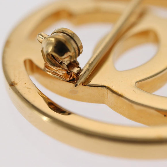 CHANEL Brooch metal Gold Tone CC Auth 159267V