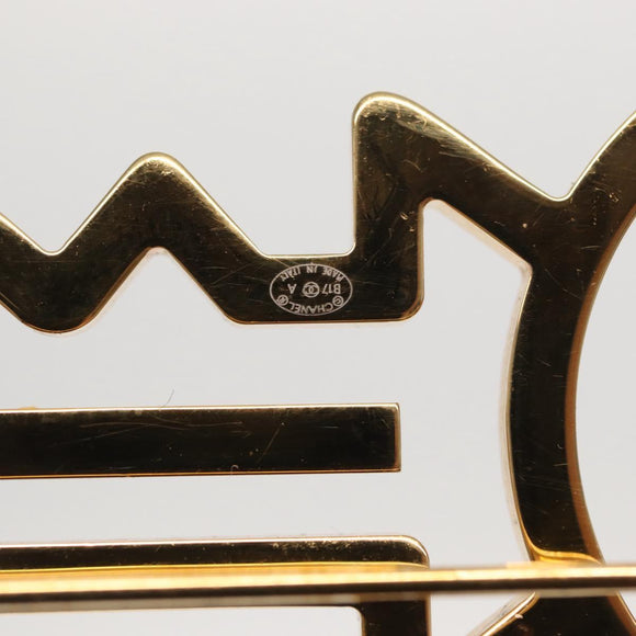 CHANEL Brooch metal Gold Tone CC Auth 159267V