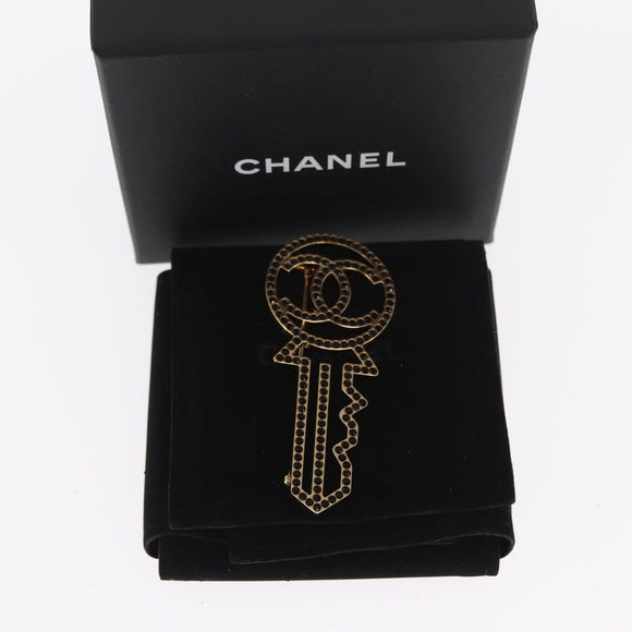 CHANEL Brooch metal Gold Tone CC Auth 159267V
