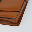 GUCCI Web Sherry Line Horsebit Shoulder Bag Leather Brown Gold Red Auth 159268-9