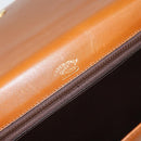 GUCCI Web Sherry Line Horsebit Shoulder Bag Leather Brown Gold Red Auth 159268-18